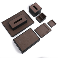 Vente en gros d'accessoires de salle de bain d'hôtel porte-savon en cuir ABS boîte à mouchoirs porte-gobelet ensemble d'agrément pour hôtel 5 étoiles