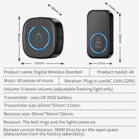 Timbre Inalámbrico Digital Inteligente a Prueba de Agua con Alcance de 300m, Función de Alarma Sonora y Pager para Hogar, Oficina y Cuidadores