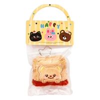 Pendentif en peluche petit ours jaune laiteux en fourrure douce, mignon, couineur, breloque de sac, porte-clés, poupée de dessin animé pour étudiant