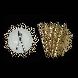 Tabletex Gold Metallic Round Placemats Bulk Round Pressed Vinyl Leaf <strong>Dinning</strong> Kitchen <strong>Table</strong> Mats <strong>Decoration</strong> for Christmas - Product Image 6