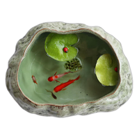 Pot en céramique pour plantes succulentes, pot à bonsaï, pot à lotus avec glaçure décorative en patine de cuivre, pot pour poissons rouges