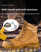 Bottes de sécurité pour hommes en cuir de vachette à tige haute, embout en acier, fermeture éclair latérale, anti-écrasement, résistantes à l'usure, bottes de travail industrielles