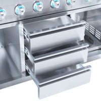 Gril à gaz en acier inoxydable à 6 brûleurs de haute qualité Cuisine extérieure de luxe avec réfrigérateur, armoire et évier