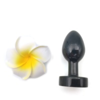 Oeuf anal en jade néphrite multicolore, plug anal en obsidienne noire avec base