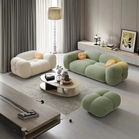 Ensemble de canapés populaires, meubles de salon, canapé moderne de luxe, design en velours doux blanc, canapé nuage élégant en tissu pour la maison