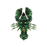 Patch brodé fait main de haute qualité avec perles et motif d'écrevisse, à coudre, accessoire de mode pour sacs, chapeaux et vêtements, avec résine