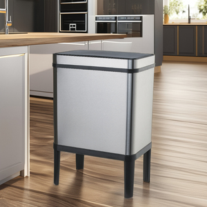 <span class=keywords><strong>Poubelle</strong></span> intelligente automatique 50L en acier inoxydable avec capteur, 2-en-1 avec couvercle, pour intérieur, bureau, cuisine, sur pieds - Product Image 4