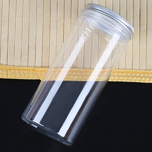 65*200 Transparent Food <b>Jar</b>, Aluminum Lid Biscuit <b>Jar</b>, Sealed <b>Plastic</b> <b>Jar</b>, PET Food Grade Packaging <b>Jar</b> - Product Image 1