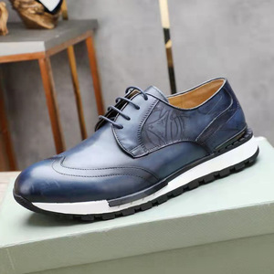Men's Genuine Leather Oxfords <b>Round</b> Toe Paisley Embossed Office Career Shoes <b>Cushioned</b> Rubber Outsole - Product Image 3