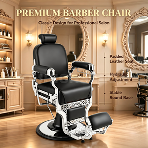 Sillón de Barbería Moderno de Cuero PU Negro, Hidráulico, Reclinable, Giratorio 360°, Mueble para Salón y Hogar, Silla para Cortar el Cabello - Product Image 4