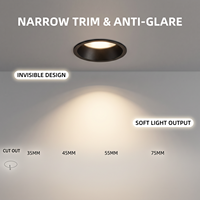 Downlights noirs 3000k, downlight LED à déflecteurs, LED anti-éblouissement, construction en aluminium encastrée, spot COB pour hôtel et maison