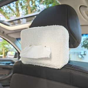 Suporte para Caixa de Lenços de Carro em Lã Berber, Dispensador de Guardanapos Macio para Apoio de Braço, Organizador Interno, Acessório Aconchegante para Veículos - Product Image 1