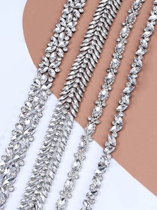 แถบตกแต่งคริสตัลรูปตาแมวแบบรีดติด ขนาด 1 หลา ยี่ห้อ Qiao ประดับด้วยเพชรเทียมและคริสตัล สำหรับตกแต่งชุดแต่งงาน - Product Image 4