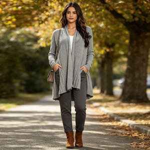 Cardigans en tricot personnalisés pour femmes, pull à manches longues, cardigans en tricot tendance pour filles et femmes - Product Image 3