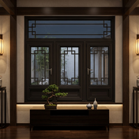 Fenêtre en alliage d'aluminium de style chinois ancien de luxe, à vitrage Low-E, isolante thermiquement, certifiée Energy Star, pour chambre et extérieur