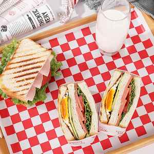 Custom Eco-Friendly Biodegradable Checkered <b>Greaseproof</b> Burger Wrapper <b>Paper</b> Silicone Single-Sided Sandwich Bread Snack High - Product Image 3