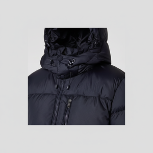 Chaqueta Acolchada Gruesa de Invierno para Hombre con Capucha y Cierre de Cremallera, Logotipo Frontal Personalizable, Resistente al Viento e Impermeable, Carcasa de Poliamida - Product Image 1