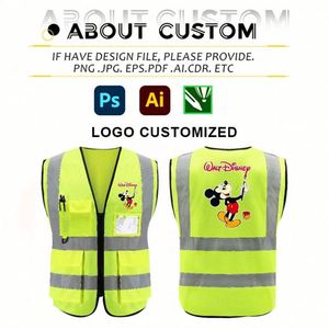 Custom logo Safety Vest Multi-Pocket Zipper <b>Reflective</b> Safety Vest <b>Jacket</b> High-Visibility Work Clothes Traffic Work Safety Vest - Product Image 4