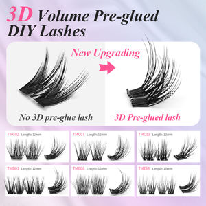 <span class=keywords><strong>Extensiones</strong></span> <span class=keywords><strong>de</strong></span> <span class=keywords><strong>Pestañas</strong></span> en Racimo Pre-Adhesivas Transparentes <span class=keywords><strong>de</strong></span> Seda PBT, Suaves y Ligeras, con Logotipo Personalizado, Estilo Ruso - Product Image 6