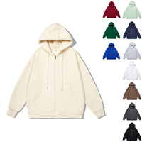 Sweat-shirt à capuche vierge 100 % polyester épais pour homme, couleur unie, avec fermeture éclair, personnalisable avec logo et motif, vente en gros