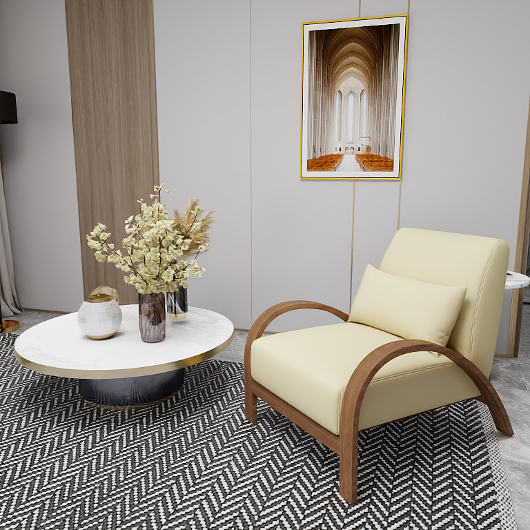 PU leather [carbon steel wood grain feet]