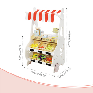 Recién llegado, juego de Frutería y tienda de comestibles para niños con carrito de compras simulado, juguete de madera - Product Image 4