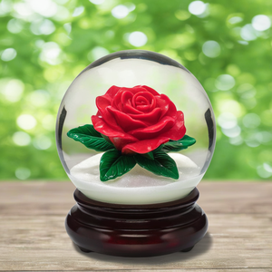 Led ışıkları ile romantik yıldönümü hediyesi reçine gül kar küresi sevgililer hediye kartopu özel toptan - Product Image 1