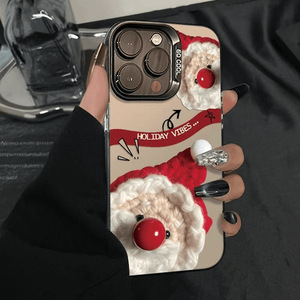 เคสโทรศัพท์ iPhone16ProMax ลายซานตาคลอสจมูกแดงสุดหรู พร้อมที่จับโทรศัพท์ น่ารัก ดีไซน์สร้างสรรค์ สำหรับรุ่น 13 และ 12 แบบแข็ง - Product Image 1