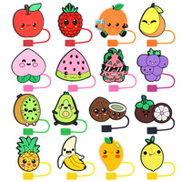Couvre-paille en silicone souple et élégant, motif fruit de dessin animé mignon, anti-poussière, compatible universellement avec les gobelets de 10 mm, fabriqué en Chine
