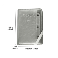 Porte-passeport élégant en PU gris argenté de style coréen, minimaliste et haut de gamme, pour femme, avec rangement pour documents d'identité et porte-cartes – Accepte les commandes OEM/ODM