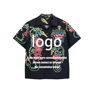 Camicia Hawaiana con Stampa Neon di Chinatown, T-Shirt da <span class=keywords><strong>Uomo</strong></span> di Alta Qualità con Grafica Casual - Product Image 3