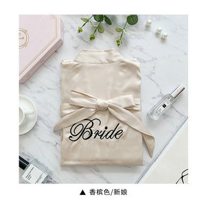 Wedding <strong>Robes</strong> Faux Silk Sleepwear Bride Bridesmaid <strong>Robes</strong> Pajamas Sexy Female Nightwear Bathrobe Nightdress Nightgown - Product Image 4