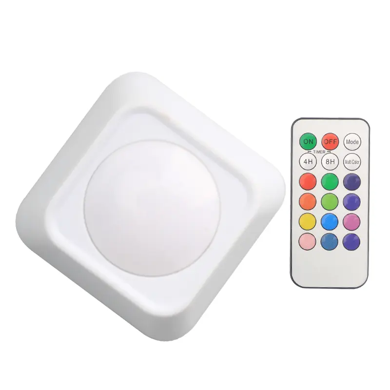 Square remote control battery powered atmosphere light RGB intelligent color changing LED night light