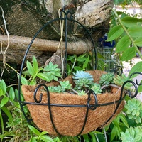 Panier suspendu multifonctionnel en fibre de coco écologique, style campagnard, résistant et durable, pour balcon