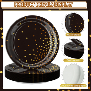 Platinum 7-inch Tinsel Polka Dot Disposable Dessert <b>Party</b> Plate for Birthday Wedding and Holiday <b>Parties</b> - Product Image 3
