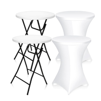 Table de bar pliante ronde en plastique blanc de haute qualité, portable, pour l'extérieur, pour les fêtes, bon marché, 32 pouces