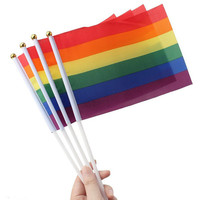 Drapeau à main personnalisé en papier polyester à double face, imprimé numériquement en 6 couleurs, style volant, pour cadeaux de bienvenue