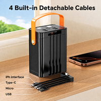 Batterie externe ultra haute capacité 80000 mAh, charge rapide 22,5 W, station portable avec 4 câbles détachables et lumière LED