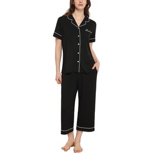 Conjunto de Pijama Premium para Mujer, de Lujo, de Bambú, de Dos Piezas, Manga Corta, Ropa de Dormir de Bambú, Algodón y Modal, Conjuntos para Descansar - Product Image 1
