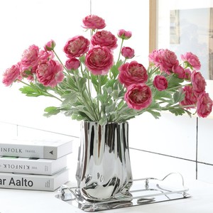 Flores Artificiales Flocadas, Loto <span class=keywords><strong>de</strong></span> 3 Cabezas, Decoración para el Hogar, Sala <span class=keywords><strong>de</strong></span> Estar, Adorno para Bodas, Satén <span class=keywords><strong>de</strong></span> Seda, Decoración Comercial para Fiestas - Product Image 3