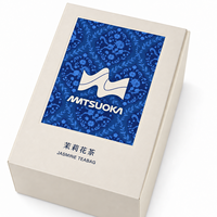 Wholesale Custom Printed White Paperboard Tea Box with Blue Floral Design and Logo for Jasmine Tea Bag Retail Packaging