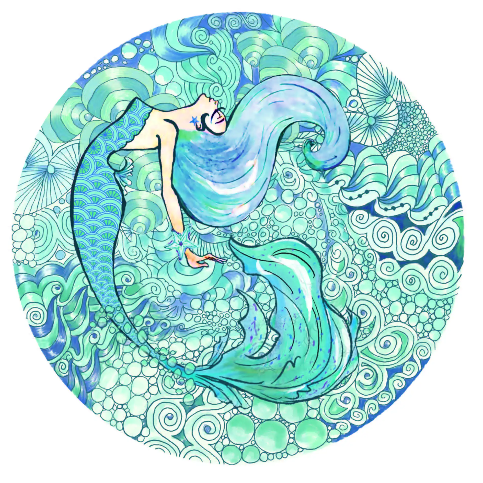New Arrival Hologram 1000 Pieces Puzzles Holographic Printing Luminous Mermaid Wooden Jigsaw Puzzle Round Shape