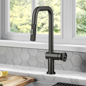 Robinet de cuisine de Style Steampunk à tuyau industriel, mitigeur d'eau froide et chaude gris Gunmetal avec pulvérisateur à double fonction - Product Image 4