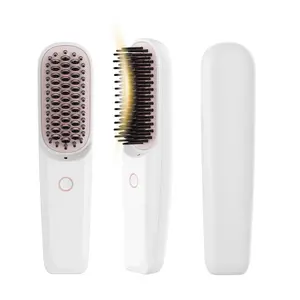 Mch Rechargeable Negative Ion 6400mah Electric Brush Cordless Wireless Hair Straightener Comb