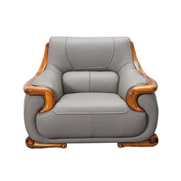 Canapé en Cuir de Luxe pour Salon, Fauteuil en Bois Massif d'Ébène, Meuble de Salon d'Appartement