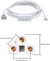 Câble d'alimentation Bofan AL2569 avec prise US mâle-femelle, interrupteur marche/arrêt, 3 conducteurs en PVC, tube lumineux LED T5/T8 intégré, rallonge (250V)