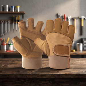 Guantes de levantamiento de pesas de gamuza sin dedos, ligeros, transpirables, con agarre antideslizante y soporte para muñeca para gimnasio, ciclismo y deportes al aire libre - Directo - Product Image 2