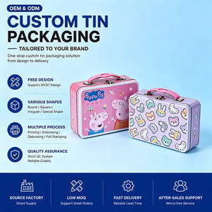 Encantadora <span class=keywords><strong>Mini</strong></span> maleta de regalo de hojalata de Metal Vintage personalizada, fiambrera con logotipo impreso Rectangular con asa para embalaje de alimentos para niños - Product Image 1