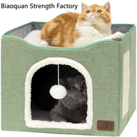 Maison pour chat pliable à 2 étages, lit-caverne double usage pour intérieur, griffoir en sisal, tour, appartement miniature, maisonnette pour chaton