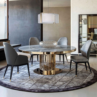 Table à manger ronde fantaisie hôtel Villa meubles de salle à manger marbre acier inoxydable ensemble table à manger et chaises de luxe